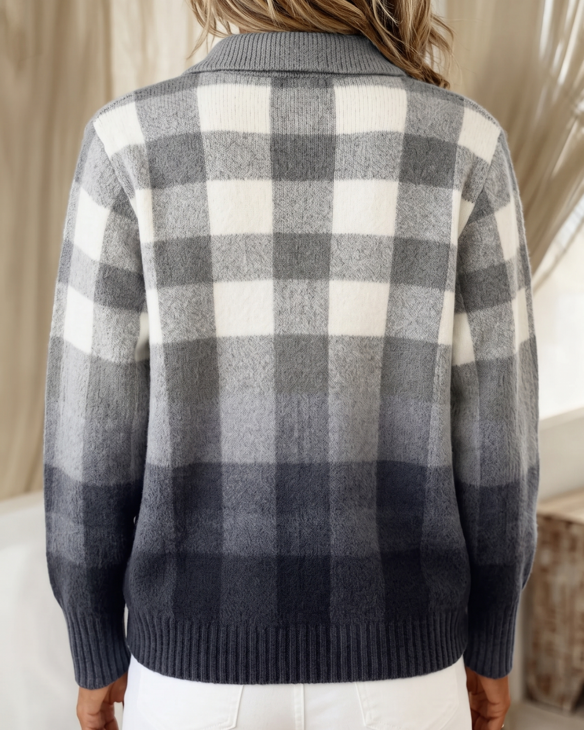 Hazel™ | Plaid Button-Front Knit Cardigan