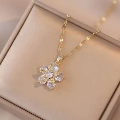 Luxury Spinning Zircon Flower Necklace