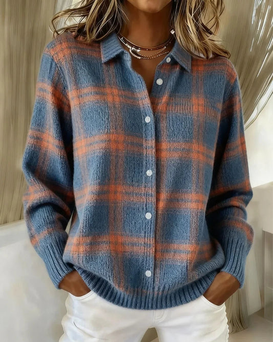 Hazel™ | Plaid Button-Front Knit Cardigan