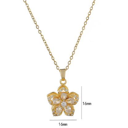 Luxury Spinning Zircon Flower Necklace