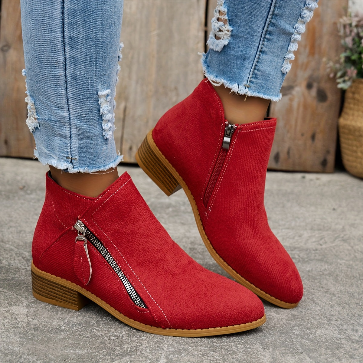 Aoibheann™ | Orthopedic Block Heel Ankle Boots with Side Zips