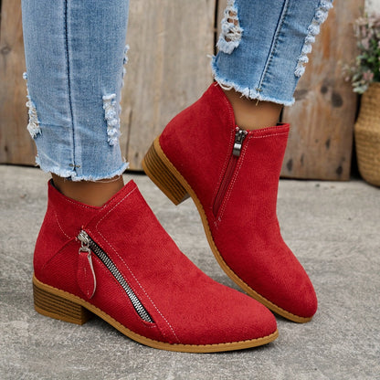 Aoibheann™ | Orthopedic Block Heel Ankle Boots with Side Zips