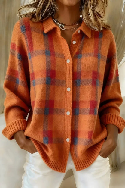 Brittany™ | Soft Plaid Button Cardigan