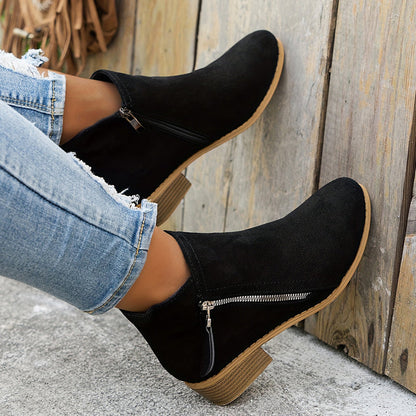 Aoibheann™ | Orthopedic Block Heel Ankle Boots with Side Zips