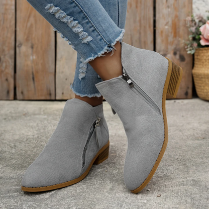 Aoibheann™ | Orthopedic Block Heel Ankle Boots with Side Zips