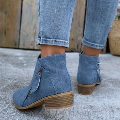 Aoibheann™ | Orthopedic Block Heel Ankle Boots with Side Zips