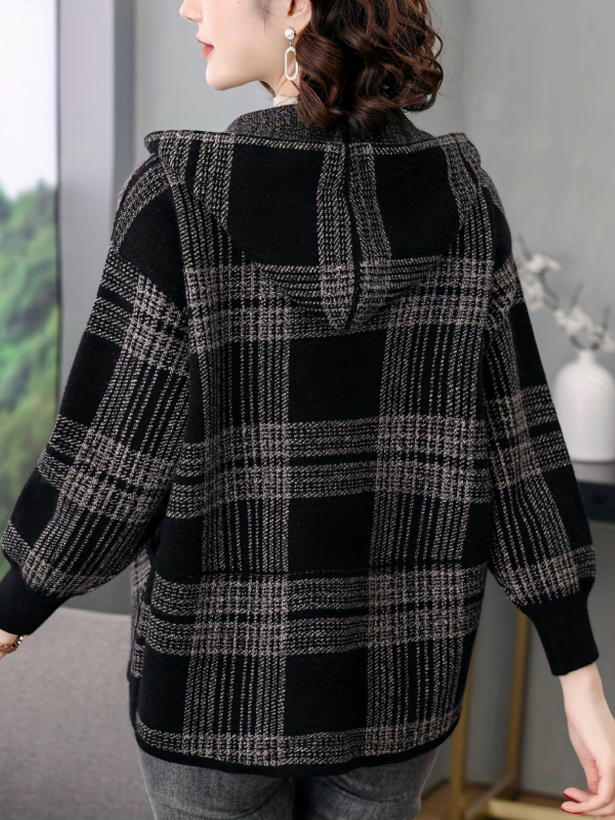 Delaney™ | Checked Hooded Zip-Up Jacket