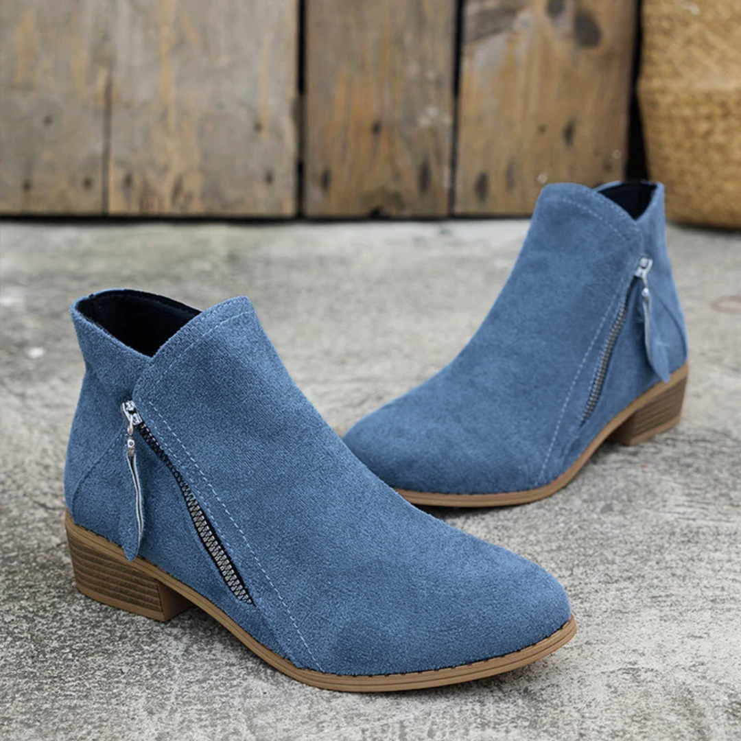 Aoibheann™ | Orthopedic Block Heel Ankle Boots with Side Zips