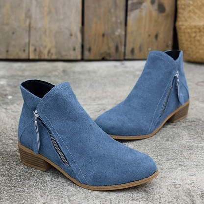 Aoibheann™ | Orthopedic Block Heel Ankle Boots with Side Zips