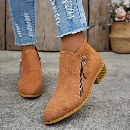 Aoibheann™ | Orthopedic Block Heel Ankle Boots with Side Zips