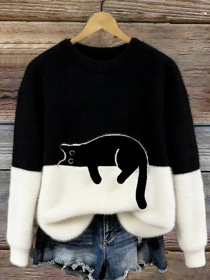 Bonnie™ — Cat Print Oversized Sweater