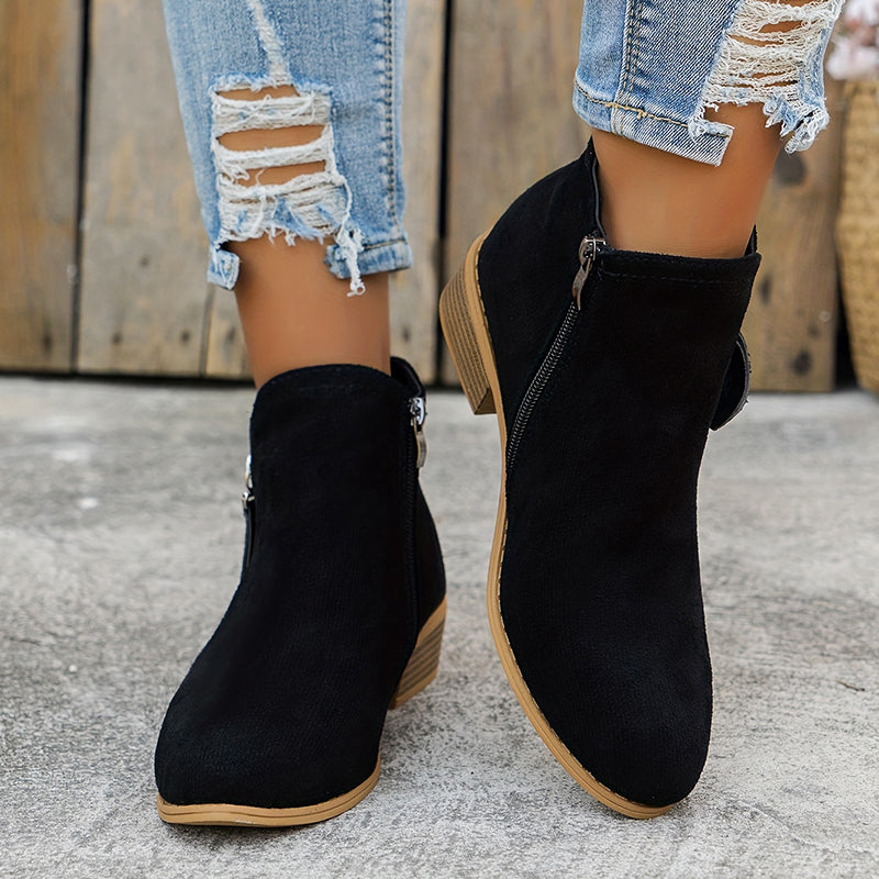 Aoibheann™ | Orthopedic Block Heel Ankle Boots with Side Zips