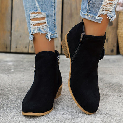Aoibheann™ | Orthopedic Block Heel Ankle Boots with Side Zips