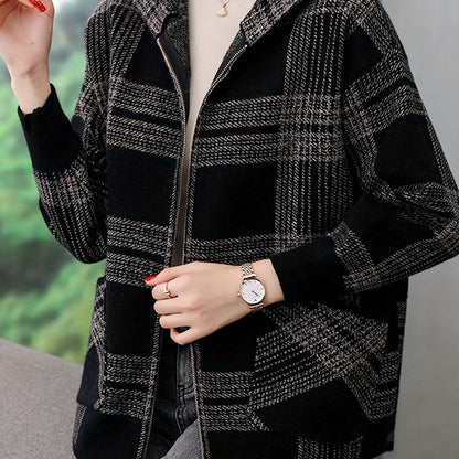 Delaney™ | Checked Hooded Zip-Up Jacket