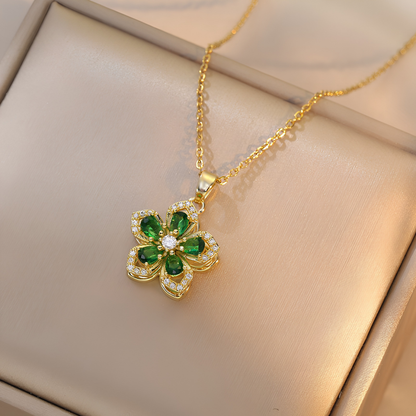 Luxury Spinning Zircon Flower Necklace