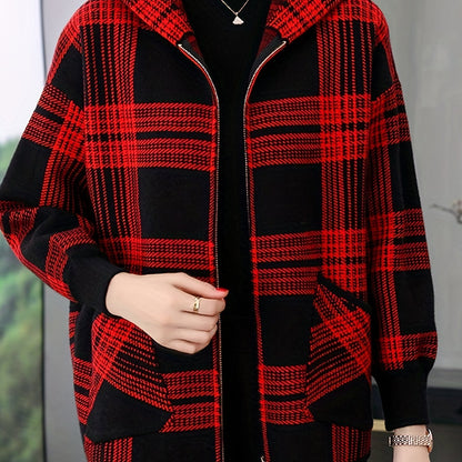 Delaney™ | Checked Hooded Zip-Up Jacket