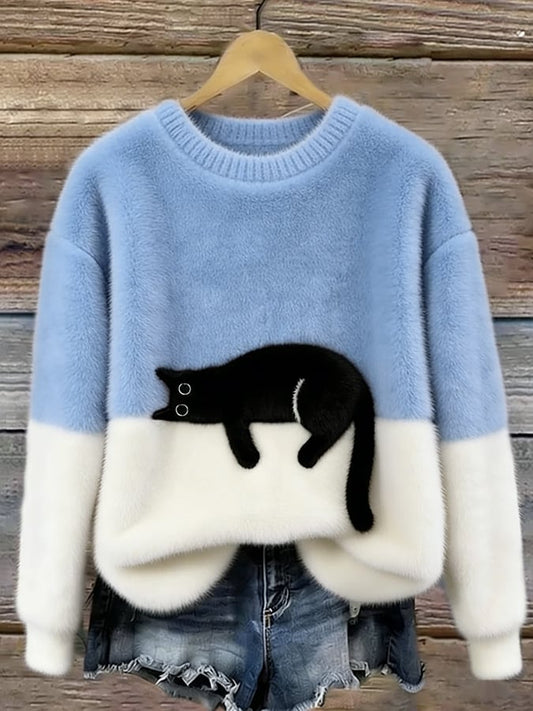 Bonnie™ — Cat Print Oversized Sweater
