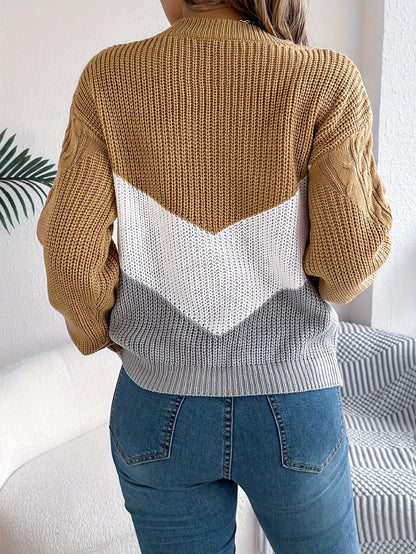 Blythe™ | Color-Block Round Neck Sweater