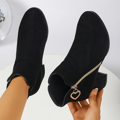Millicent™ | Elegant Heart-Zip Ankle Boots