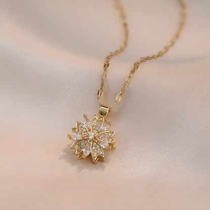 Luxury Spinning Zircon Flower Necklace