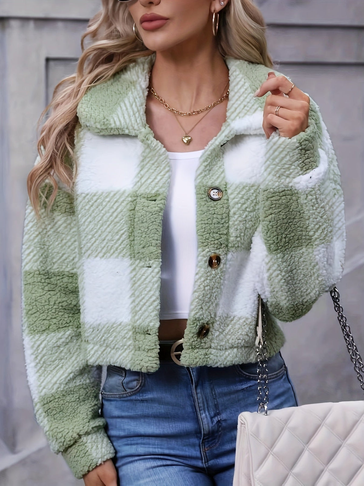 Marnie™ | Cozy Cropped Plaid Jacket