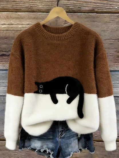 Bonnie™ — Cat Print Oversized Sweater