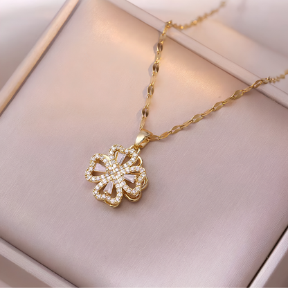 Luxury Spinning Zircon Flower Necklace