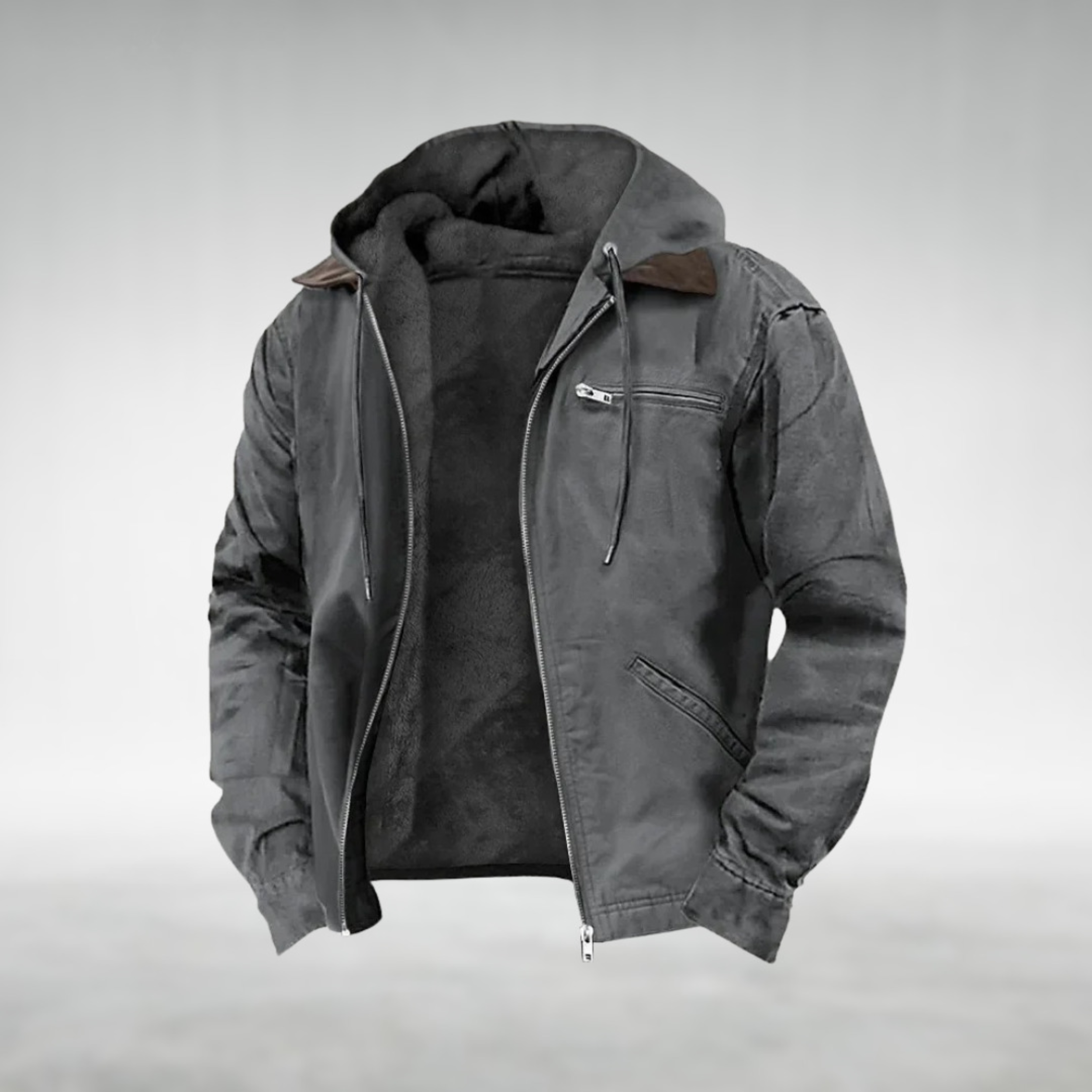 Thijs casual jacket with hood in gray