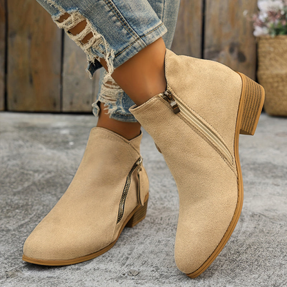 Aoibheann™ | Orthopedic Block Heel Ankle Boots with Side Zips