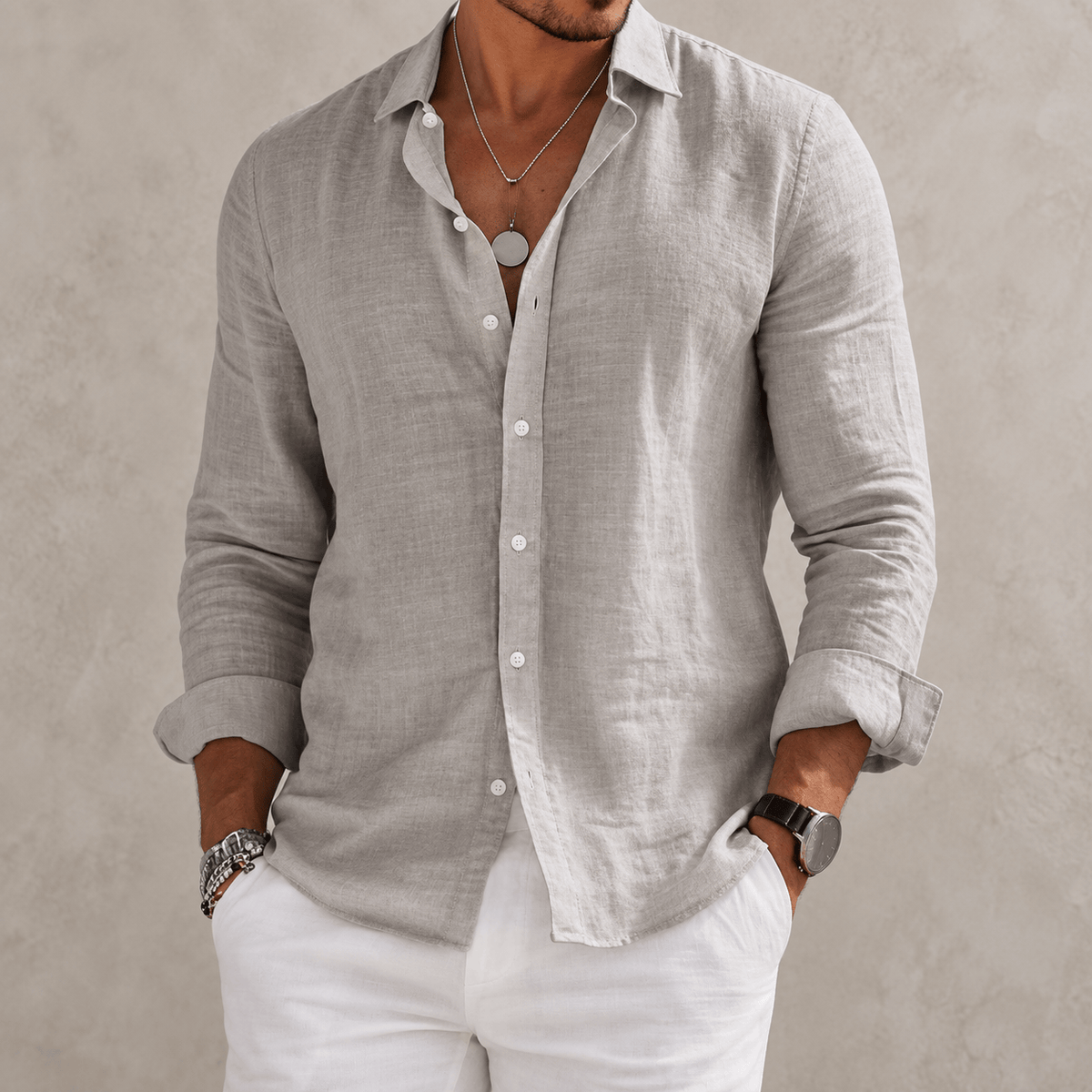Étienne™ | Long Sleeve Cotton-Blend Shirt