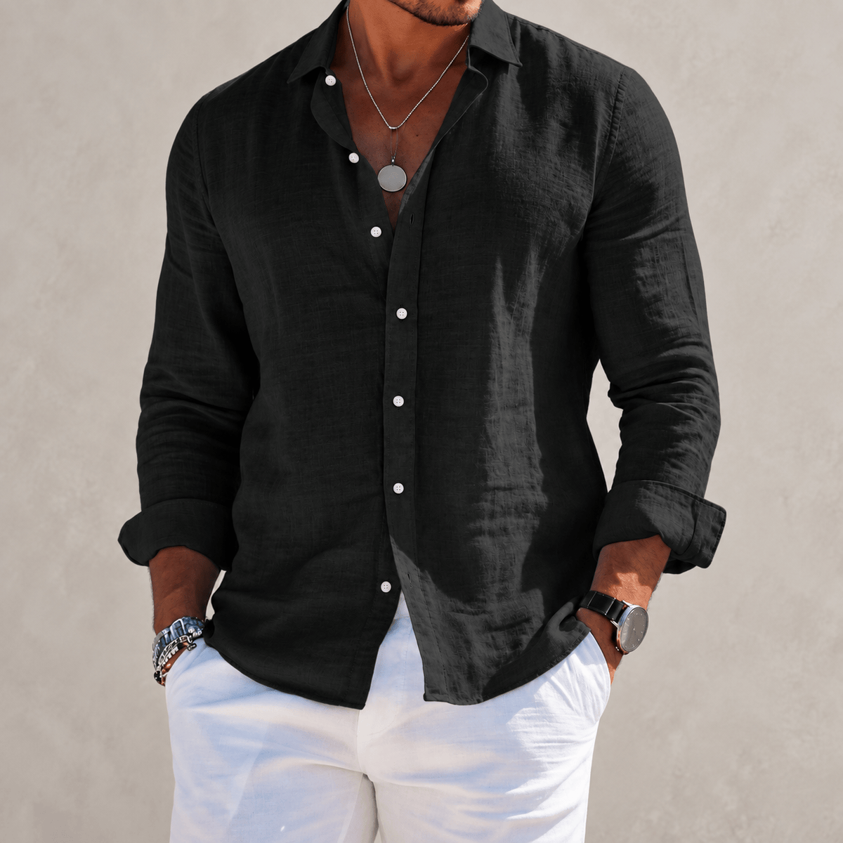 Étienne™ | Long Sleeve Cotton-Blend Shirt