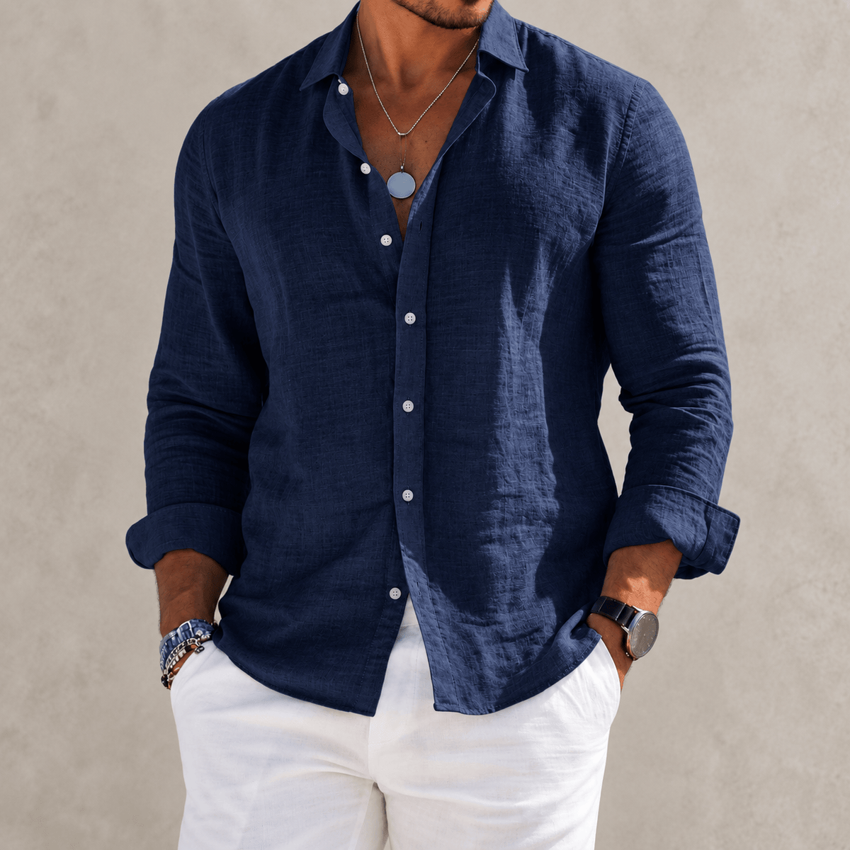 Étienne™ | Long Sleeve Cotton-Blend Shirt