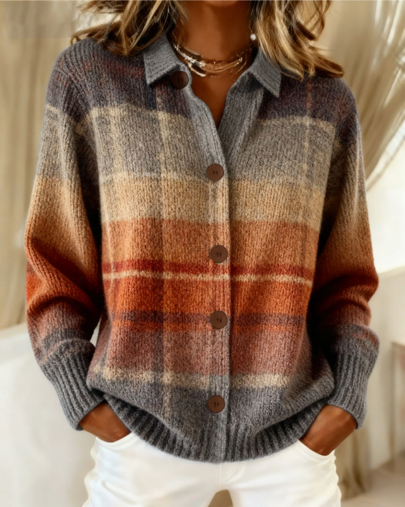Hazel™ | Plaid Button-Front Knit Cardigan