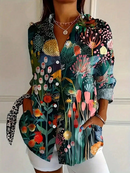Women's Blouse | Abstract Print Button Front