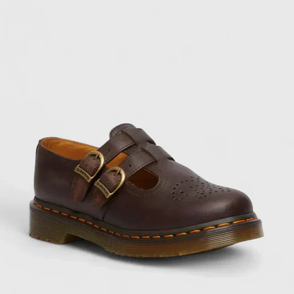 Georgia | Double Buckle Leather Mary Jane Flats
