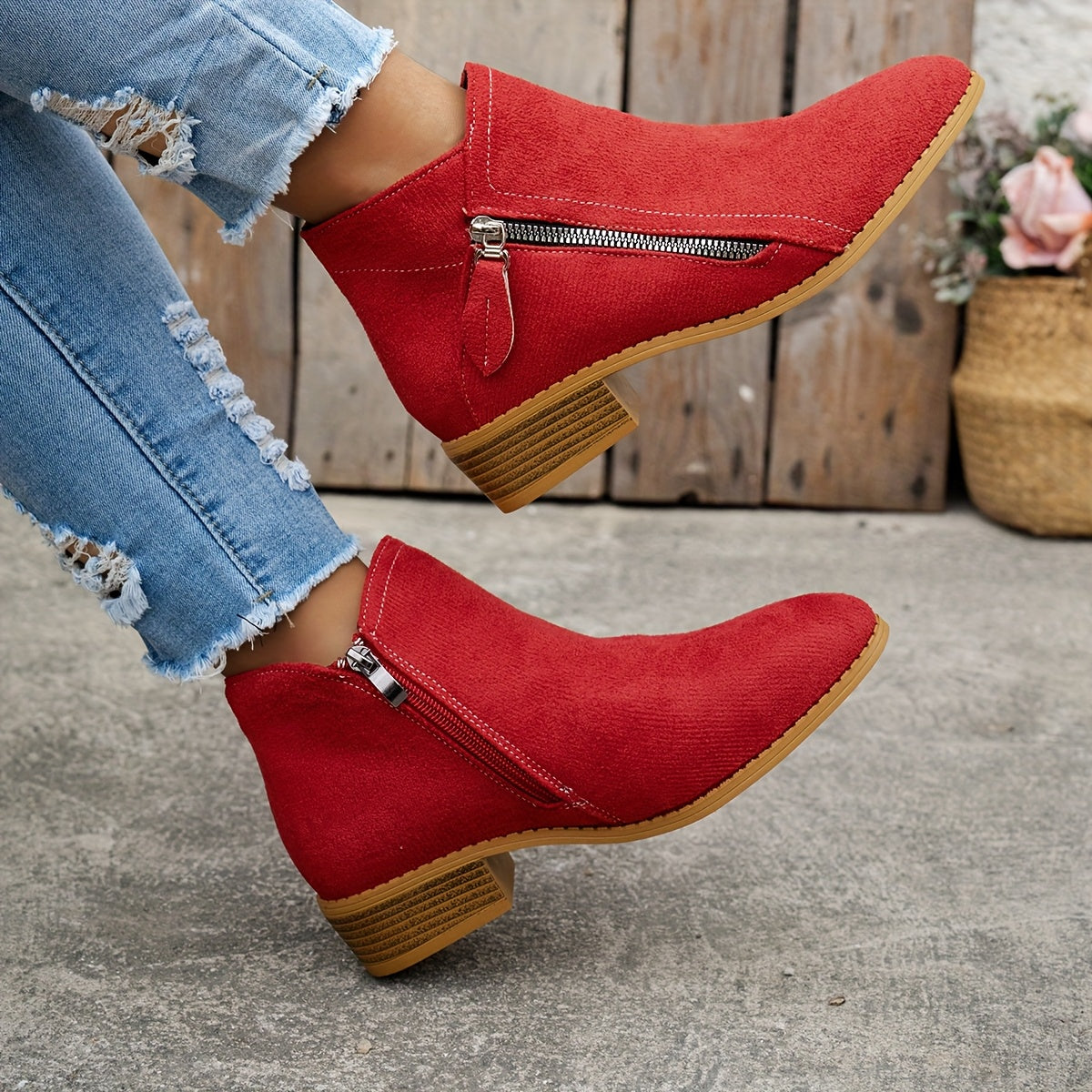 Aoibheann™ | Orthopedic Block Heel Ankle Boots with Side Zips