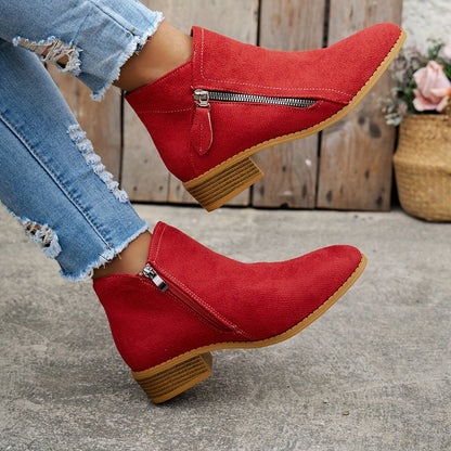 Aoibheann™ | Orthopedic Block Heel Ankle Boots with Side Zips