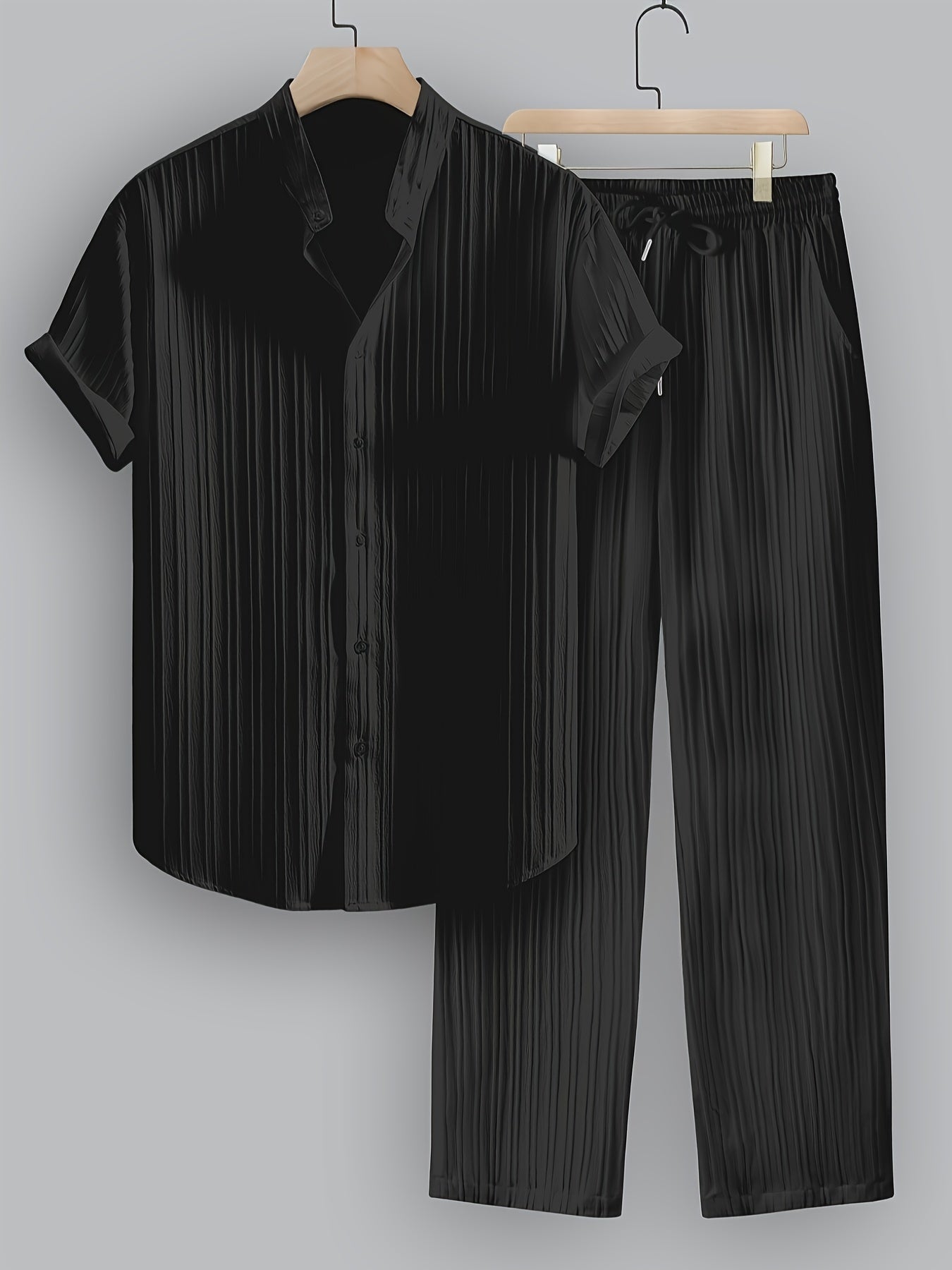 Felix | Men's Pleated Stand Collar Two-Piece Set