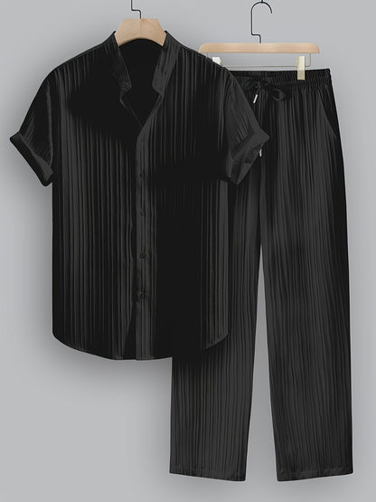 Felix | Men's Pleated Stand Collar Two-Piece Set