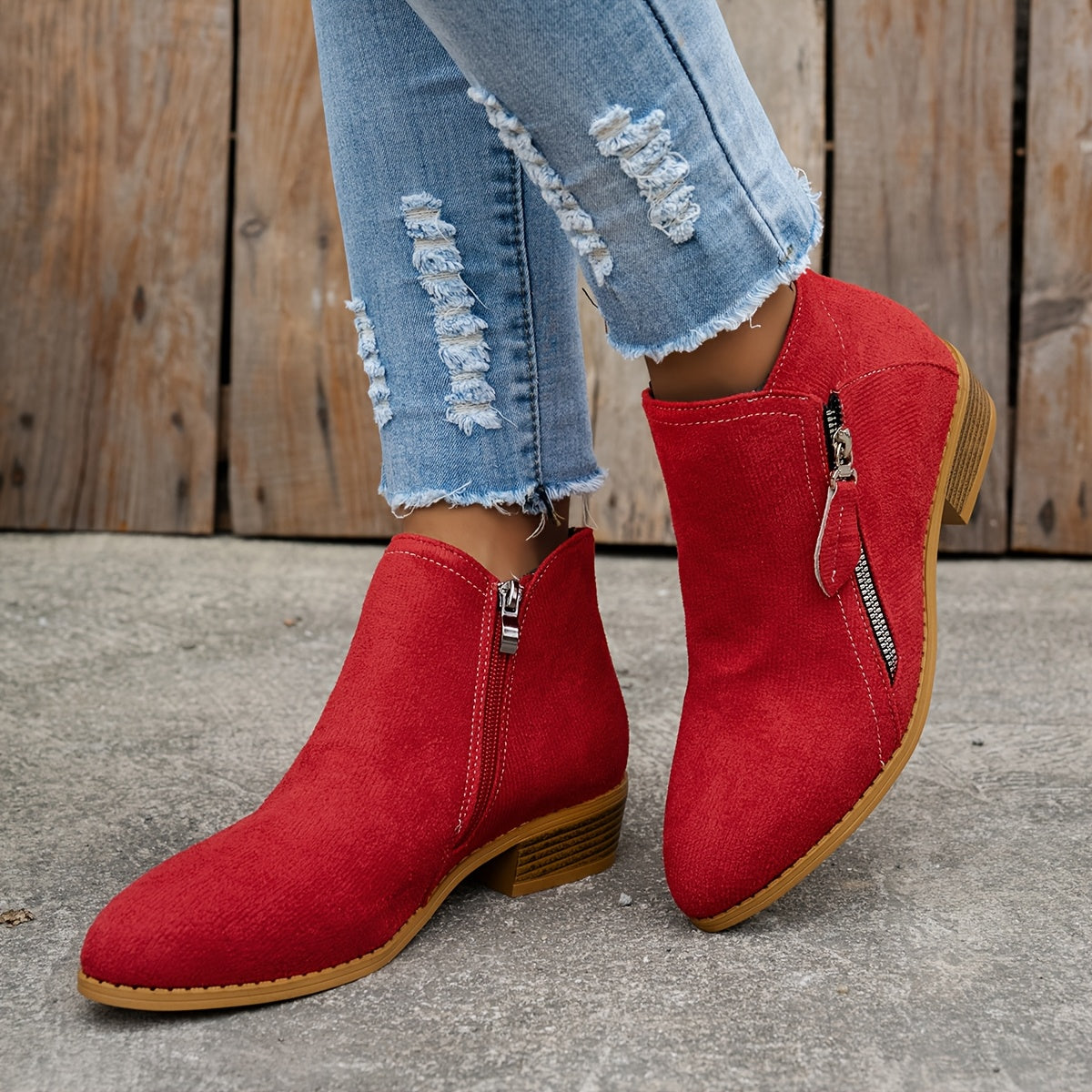 Aoibheann™ | Orthopedic Block Heel Ankle Boots with Side Zips