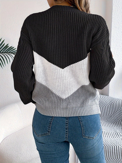 Blythe™ | Color-Block Round Neck Sweater