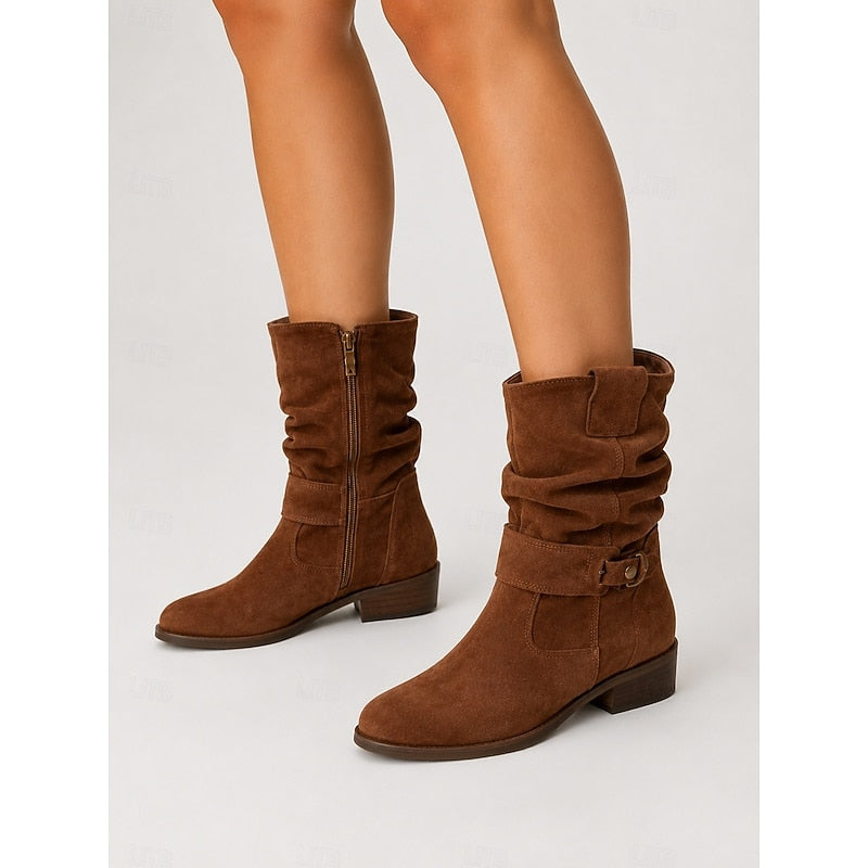 Clemence™ | Slouchy Block-Heel Ankle Boots