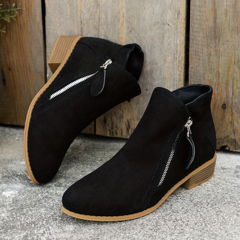 Aoibheann™ | Orthopedic Block Heel Ankle Boots with Side Zips