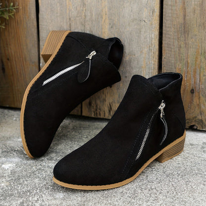 Aoibheann™ | Orthopedic Block Heel Ankle Boots with Side Zips