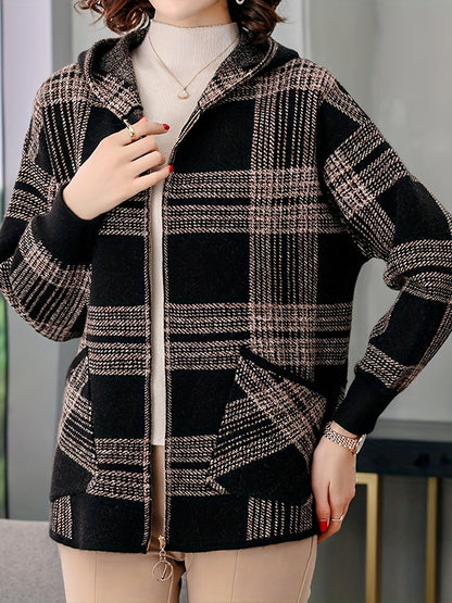 Delaney™ | Checked Hooded Zip-Up Jacket