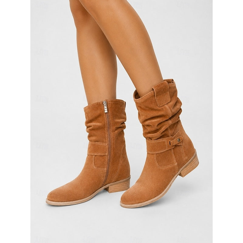 Clemence™ | Slouchy Block-Heel Ankle Boots