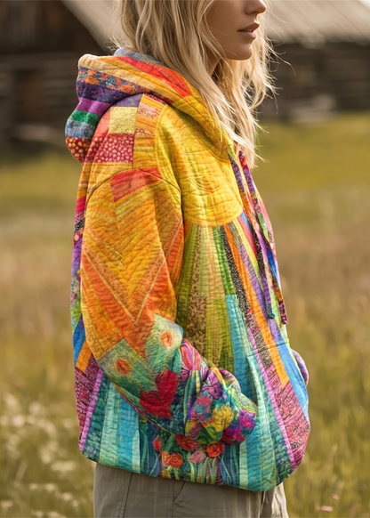 Dawnella™ | Bohemian Multicolor Patchwork Hoodie