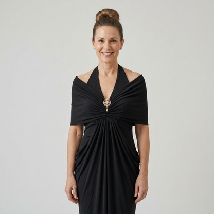 Ernestine™ Draped Halter Cold-Shoulder Maxi Dress