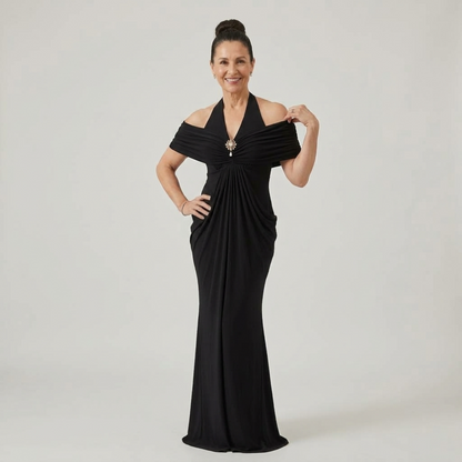 Ernestine™ Draped Halter Cold-Shoulder Maxi Dress