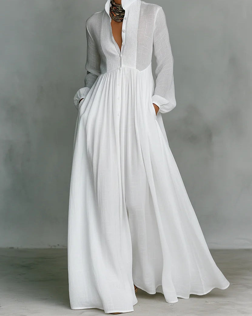 Celine | Flowing Button-Front Maxi Dress